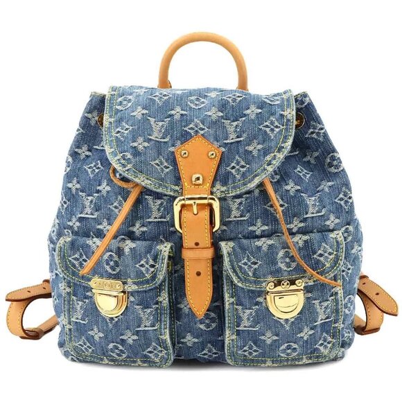 LOUIS VUITTON Monogram Denim Sac A Dos GM Backpack Blue - Picture 1 of 11